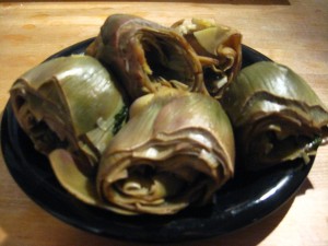 Carciofi alla romana: they may not be beautiful, but they sure are tasty.