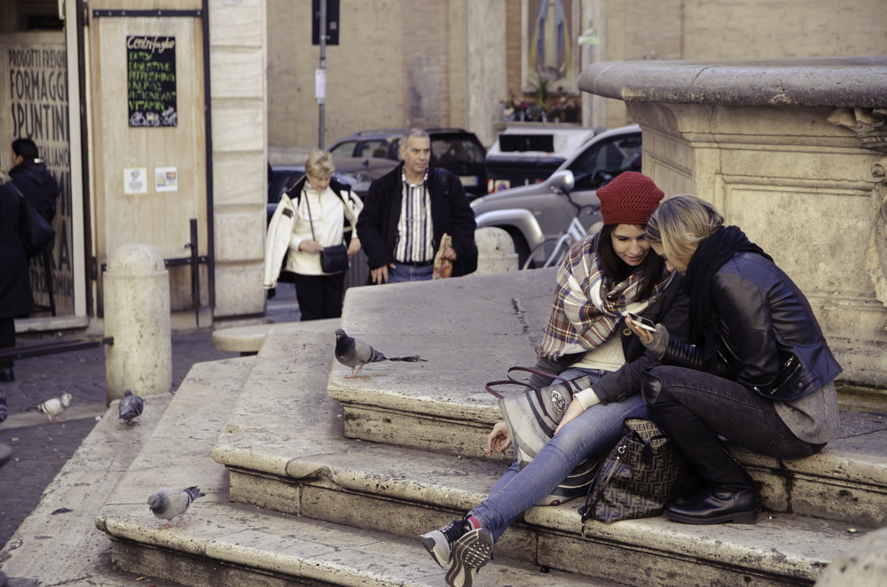Two girls at Piazza Santa Maria in Monti