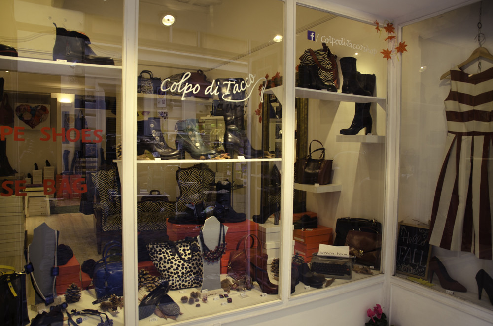 High heel shoes in the shopping window