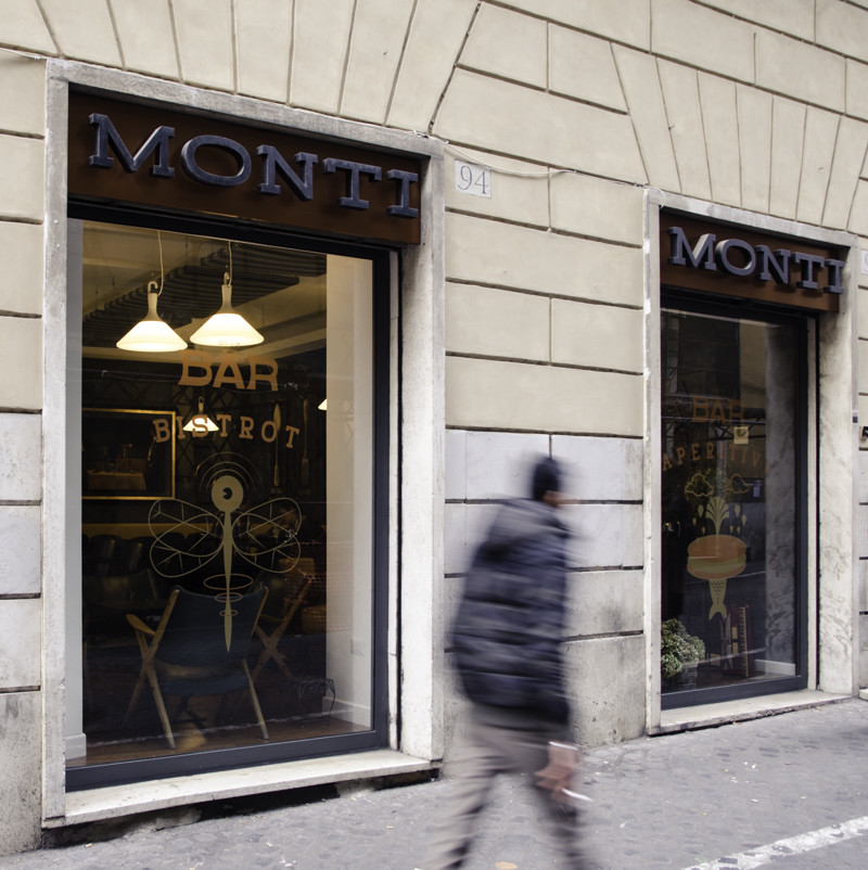 Windows of the Bar Monti in Rome