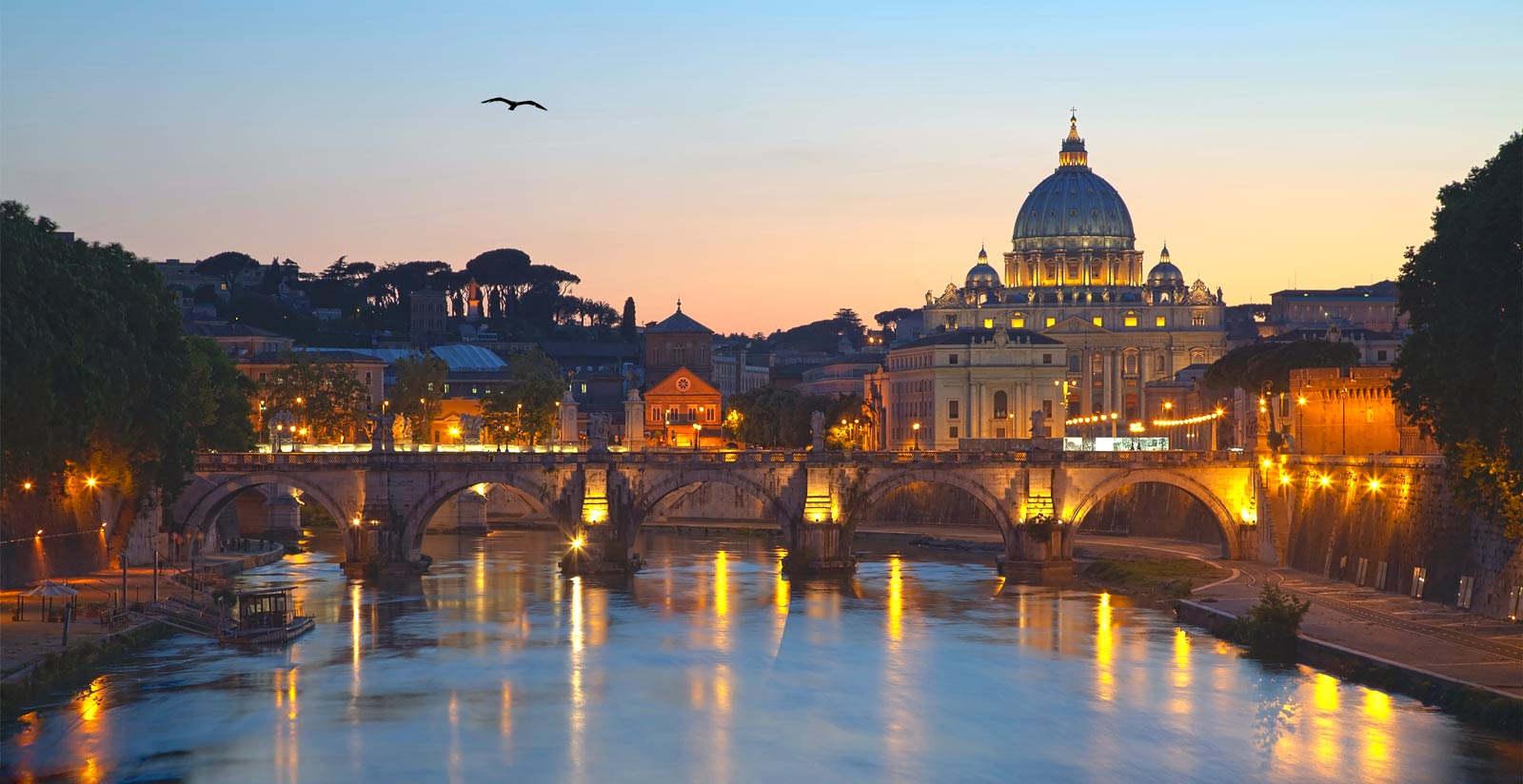 Traveling in Rome Bridge at Dusk